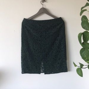 Dark green and black lace knee length skirt